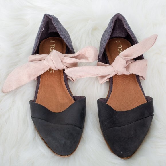Toms Shoes - NWOT TOMS Jutti D'Orsay Black Suede Flats Sz 7